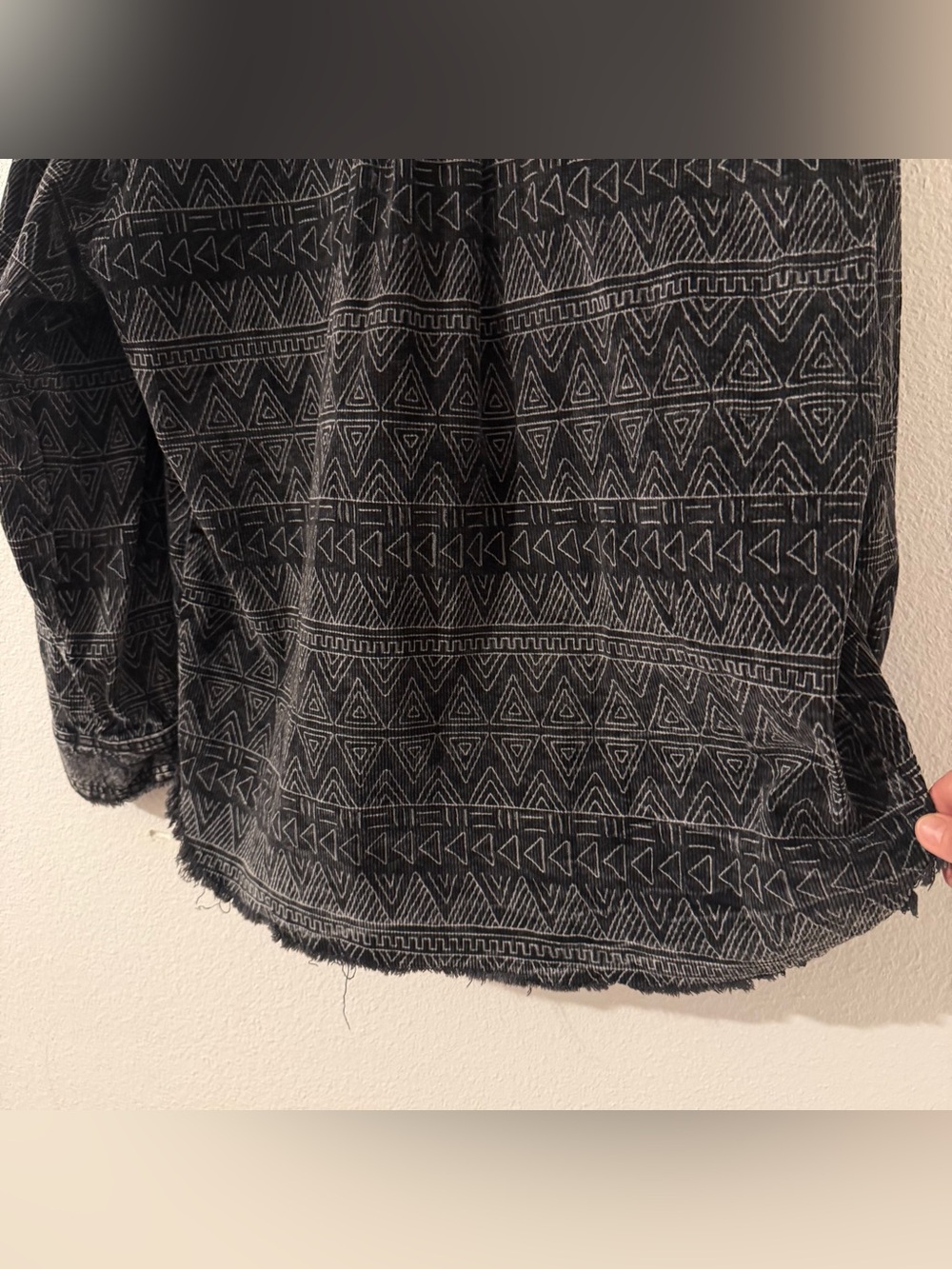La Miel Shaket Jacket Southwestern Fringe Button Denim Courdaroy Shirt Black MD - Picture 11 of 12